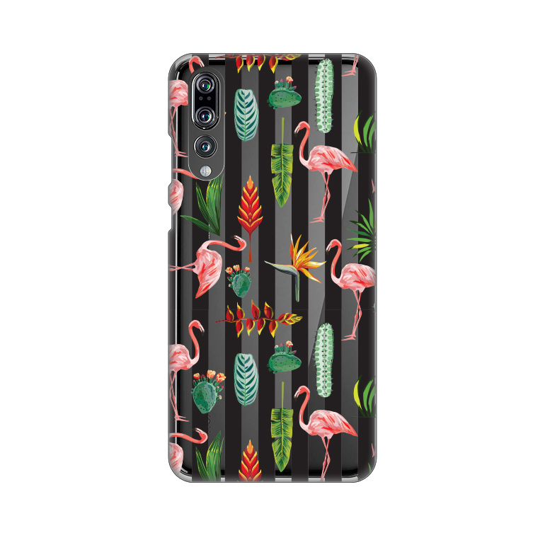 Maska Silikonska Print Skin za Huawei P30 Flamingo Leaves Flowers