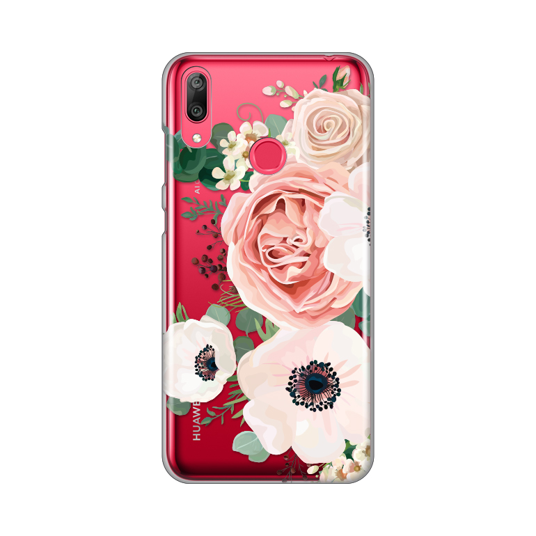 Maska Silikonska Print Skin za Huawei Y7 2019/Y7Prime 2019 Luxury Pink Flowers