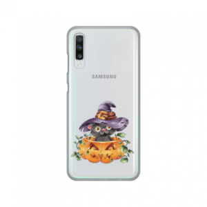 Maska Silikonska Print Skin za Samsung A705F Galaxy A70 Black Witch Cat