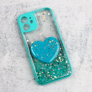 Maska Glitter Heart za iPhone 12 Mini 5.4 zelena