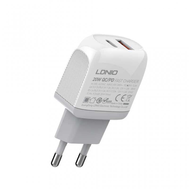 Kucni punjac LDNIO A2316C PD Quick Charge 3.0 sa iPhone lightning kablom