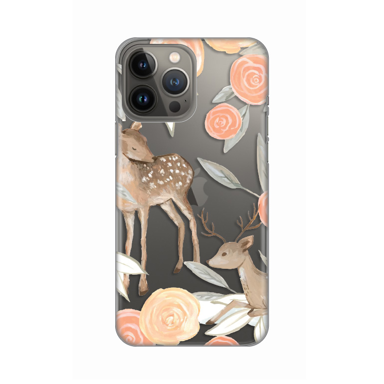 Maska Silikonska Print Skin za iPhone 13 Pro Max 6.7 Flower Deer