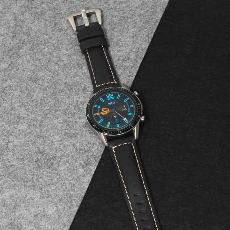 Narukvica elegant kozna za smart watch 22mm crna