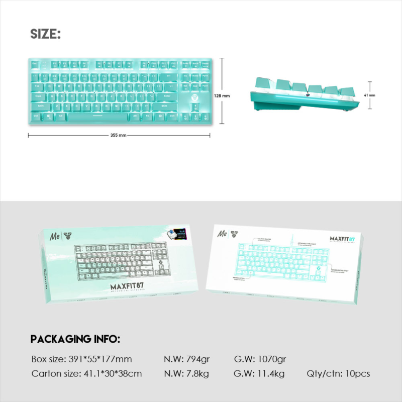 Tastatura Mehanicka Gaming Fantech MK856 RGB Maxfit 87 (Red switch) Mint Edition