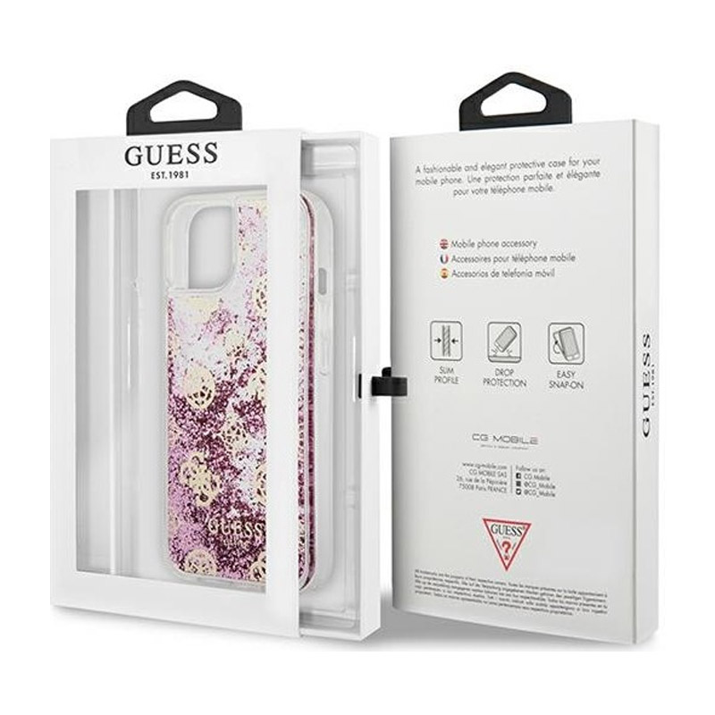 Maska Guess Hc Liquid Glitter Peony za iPhone 13 6.1 roze (GUHCP13MLGPEPI)
