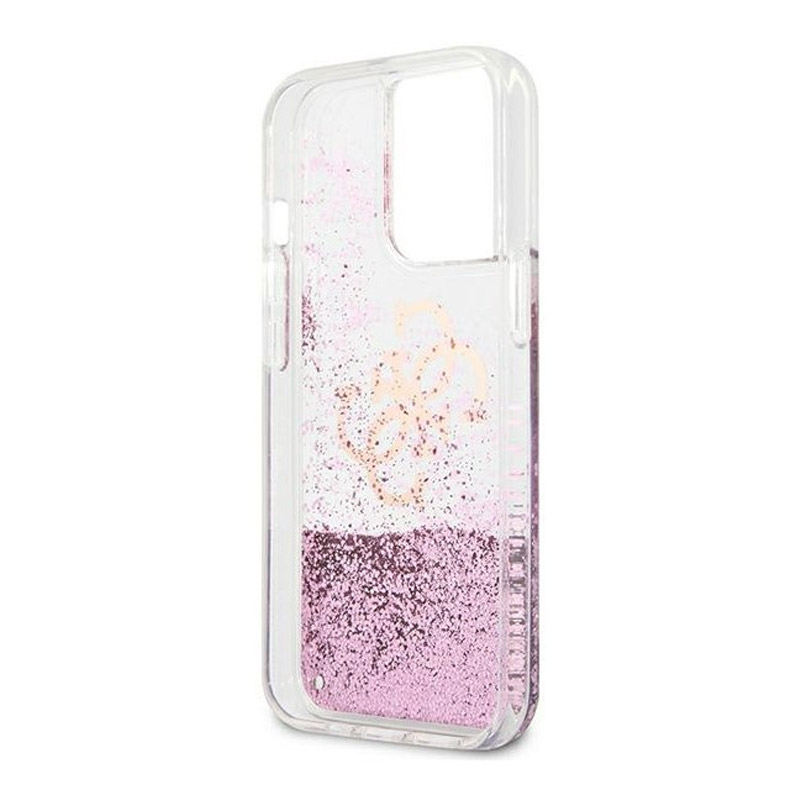 Maska Guess Hc Liquid Glitter Peony za iPhone 13 Pro 6.1 roze (GUHCP13LLGPEPI)