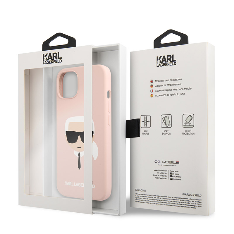 Maska Karl Lagerfeld Hc Silicone Karl Head za iPhone 13 6.1 svetlo roze (KLHCP13MSLKHLP)