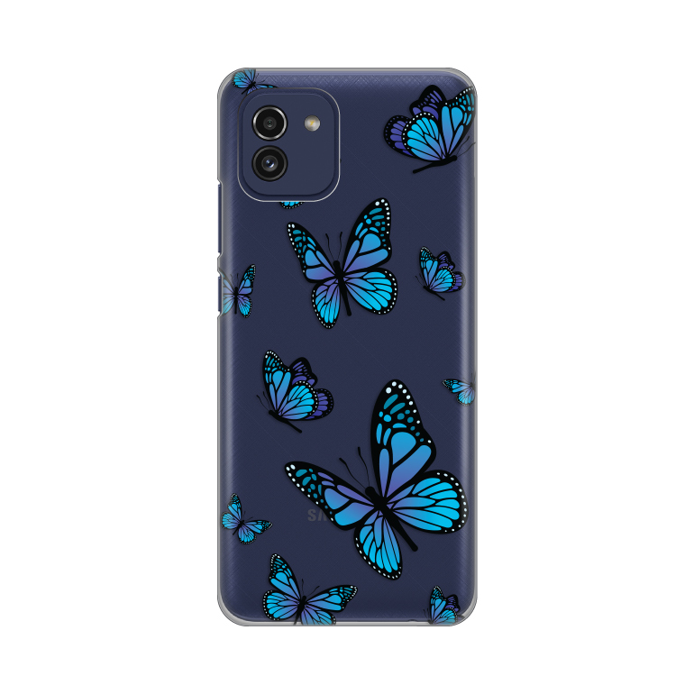 Maska Silikonska Print Skin za Samsung A035G Galaxy A03 Blue butterfly