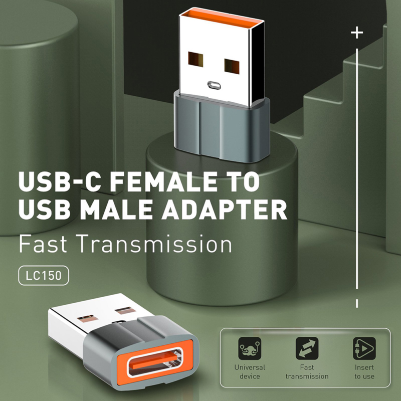 Adapter LDNIO LC150 Type C na USB sivi