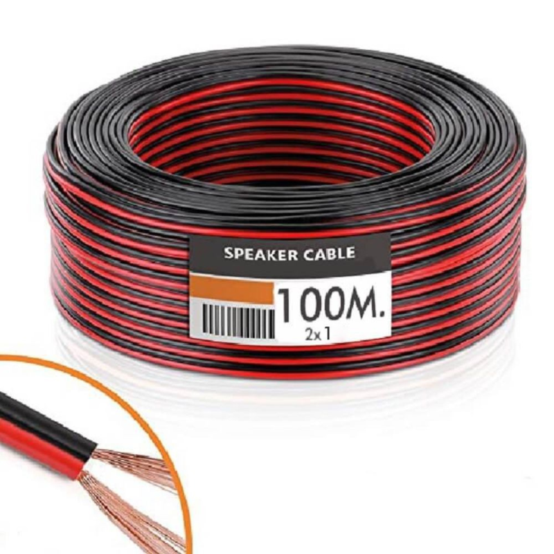 Kabl za zvucnike 2x1mm copper 100m crno crveni