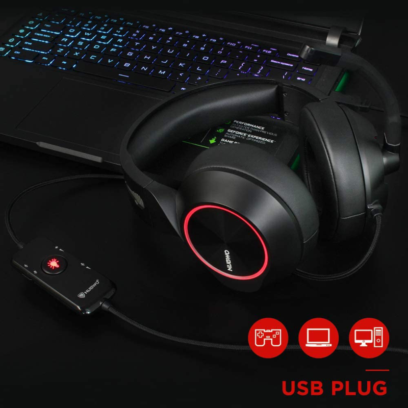 Slusalice Gaming Nubwo N11U LED USB crno crvene