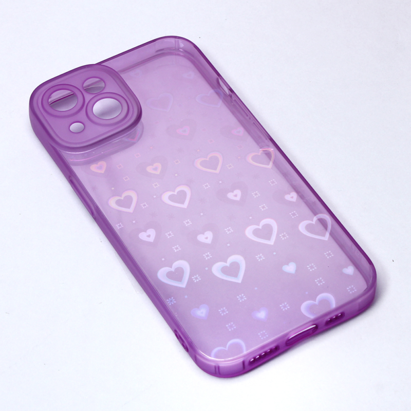 Maska Heart Color IMD za iPhone 14 6.1 ljubicasta