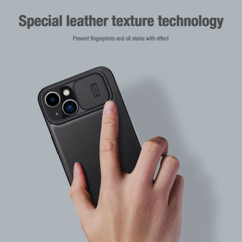 Maska Nillkin Qin Pro (plain leather) za iPhone 14 Plus 6.7 crna