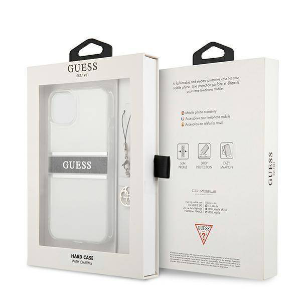 Maska Guess 4G Stripe Charm za iPhone 13 6.1 siva (GUHCP13MKB4GGR)