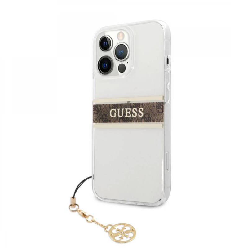 Maska Guess 4G Stripe Charm za iPhone 13 Pro 6.1 braon (GUHCP13LKB4GBR)