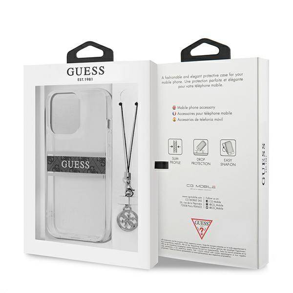 Maska Guess 4G Stripe Charm za iPhone 13 Pro 6.1 siva (GUHCP13LKB4GGR)
