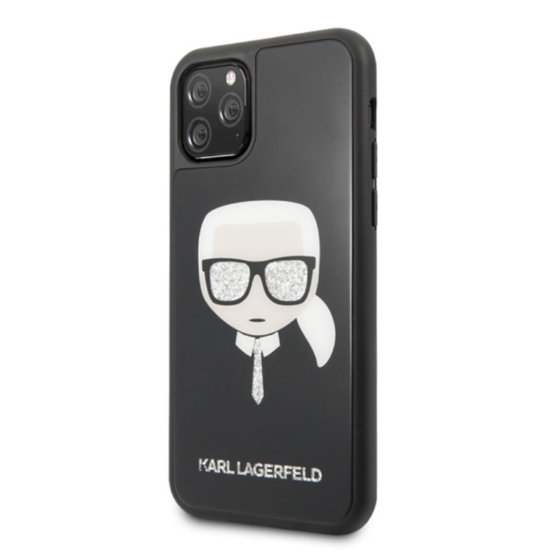 Maska Karl Lagerfeld Double Layers Glitter za iPhone 11 Pro Max 6.5 crna ( KLHCN65DLHBK)