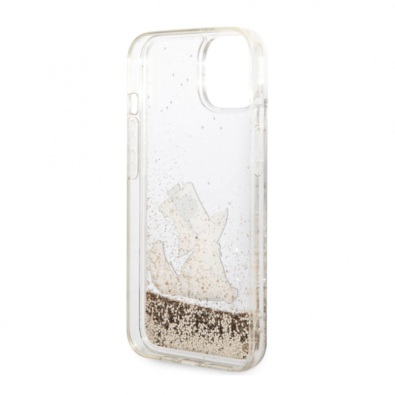 Maska Karl Lagerfeld Hc Liquid Glitter Choupette za iPhone 14 6.1 zlatna (KLHCP14SGCFD)