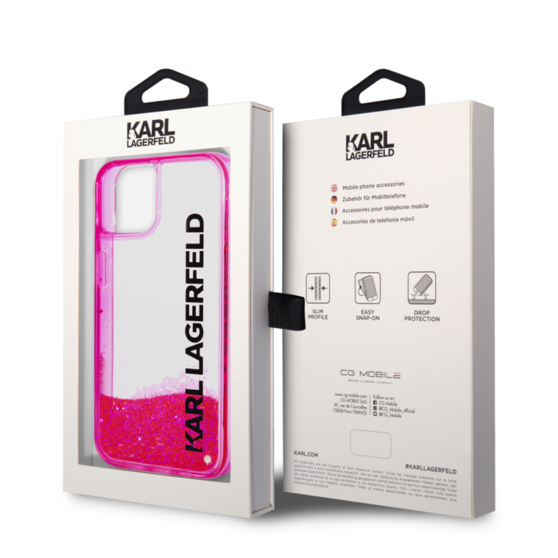 Maska Karl Lagerfeld Hc Liquid Glitter Elong za iPhone 13 6.1 pink (KLHCP13MLCKVF)