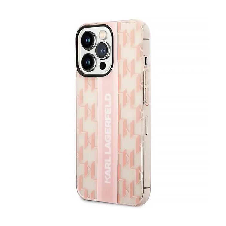 Maska Karl Lagerfeld Hc Mono Vertical Stripe za iPhone 14 Pro Max 6.7 roze (KLHCP14XHKLSPCP)