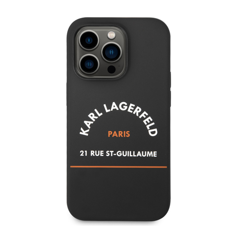 Maska Karl Lagerfeld Hc Silicone RSG za iPhone 14 Pro 6.1 crna (KLHCP14LSRSGHLK)
