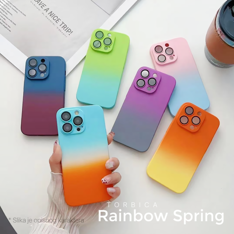 Maska Rainbow Spring za iPhone 14 6.1 zeleno svetlo plava