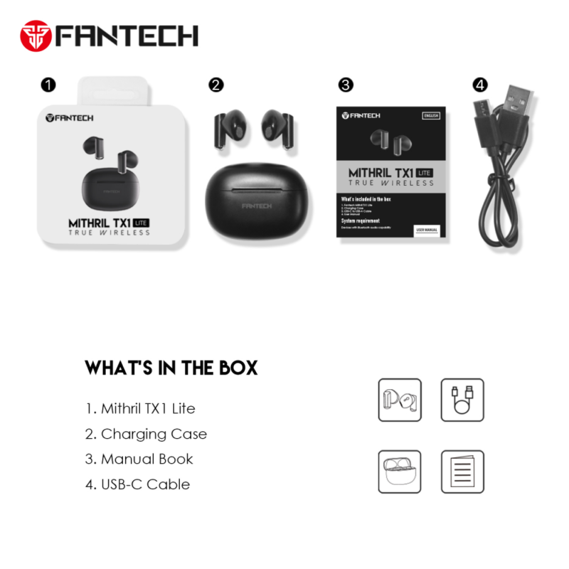 Bluetooth slusalice Fantech TX1 Lite Mithril crne