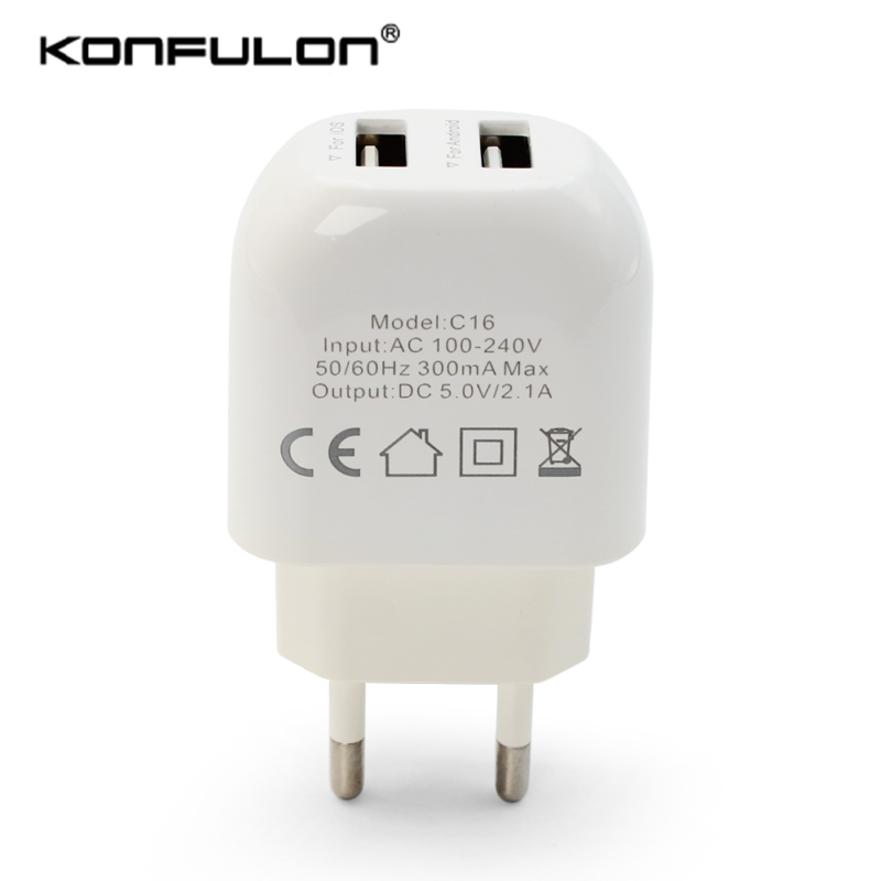 Kucni punjac KONFULON C16,2XUSB, 5V 2.1A sa micro USB kablom beli