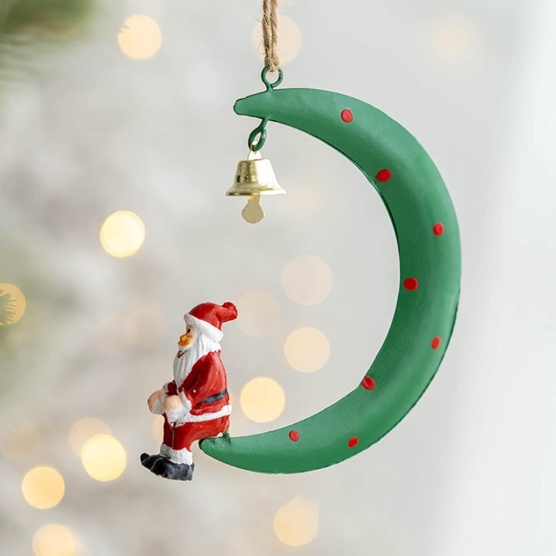 Novogodisnji ukras mesec sa Deda Mrazom