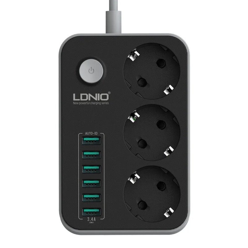 Produzni kabl LDNIO SE3631 3 uticnice 6xUSB 2m