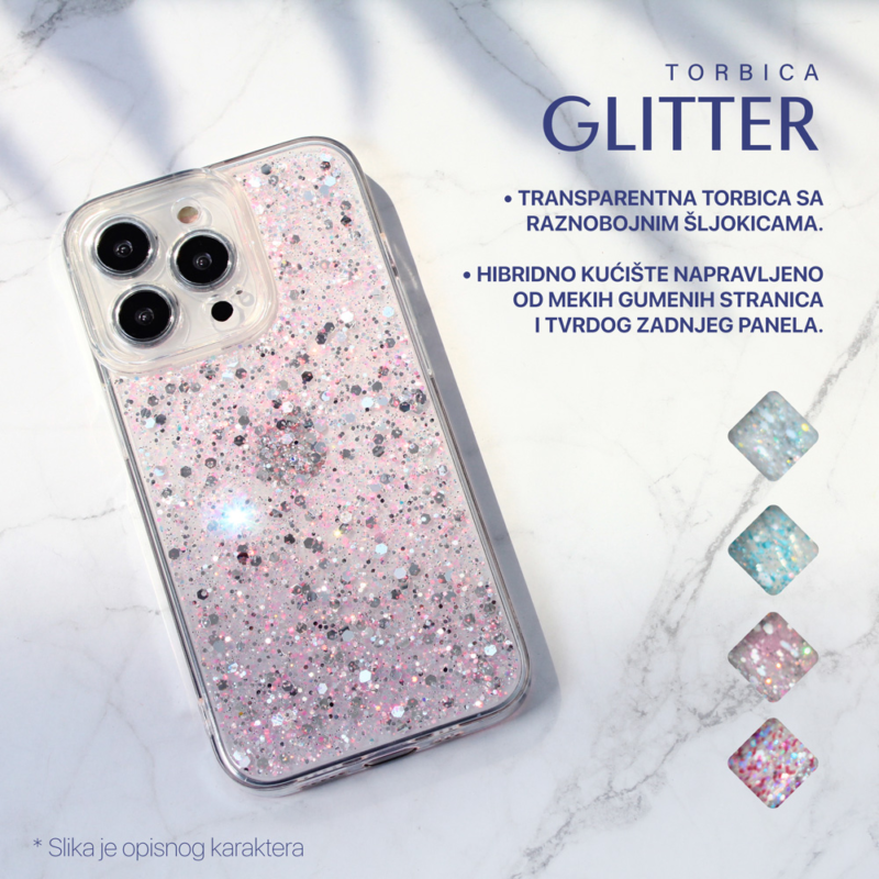 Maska Glitter za iPhone 13 Pro 6.1 roze