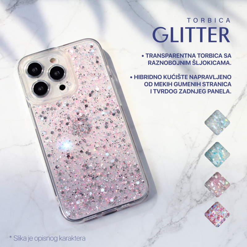 Maska Glitter za iPhone 14 Pro 6.1 roze