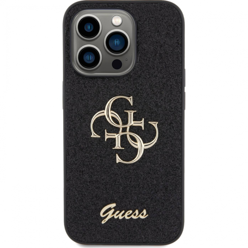 Maska Guess Hc Fixed Glitter 4G Big Metal Logo za iPhone 15 Pro Max 6.7 crna (GUHCP15XHG4SGK)