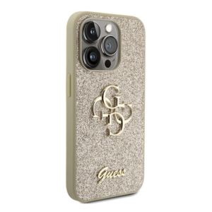 Maska Guess Hc Fixed Glitter 4G Big Metal Logo za iPhone 15 Pro 6.1 zlatna (GUHCP15LHG4SGD)