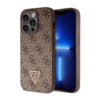 Maska Guess Hc PU Leather 4G Triangle Strass za iPhone 15 Pro 6.1 braon (GUHCP15LP4TDPW)