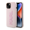 Maska Karl Lagerfeld 3D Rubber Glitter Logo za iPhone 15 6.1 roze (KLHCP15S3DMBKCP)