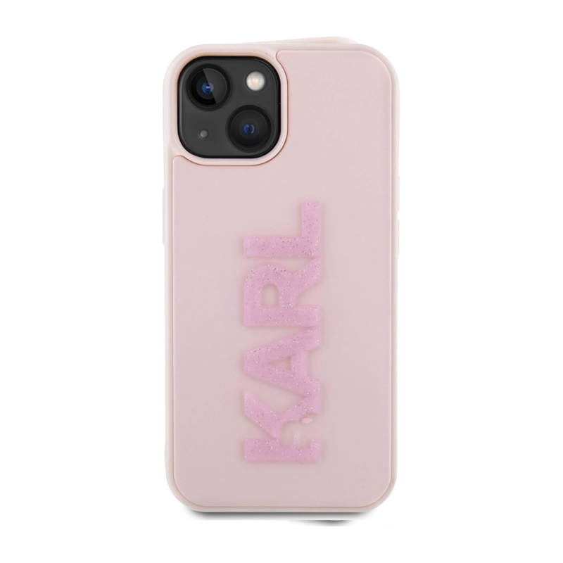 Maska Karl Lagerfeld 3D Rubber Glitter Logo za iPhone 15 6.1 roze (KLHCP15S3DMBKCP)