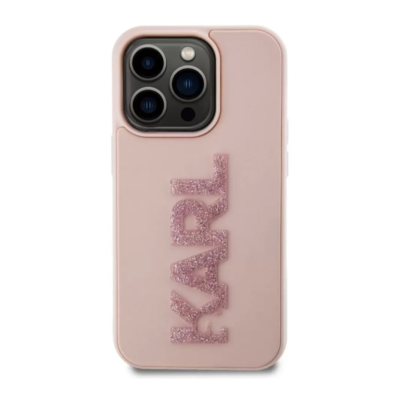 Maska Karl Lagerfeld 3D Rubber Glitter Logo za iPhone 15 Pro Max 6.7 roze (KLHCP15X3DMBKCP)