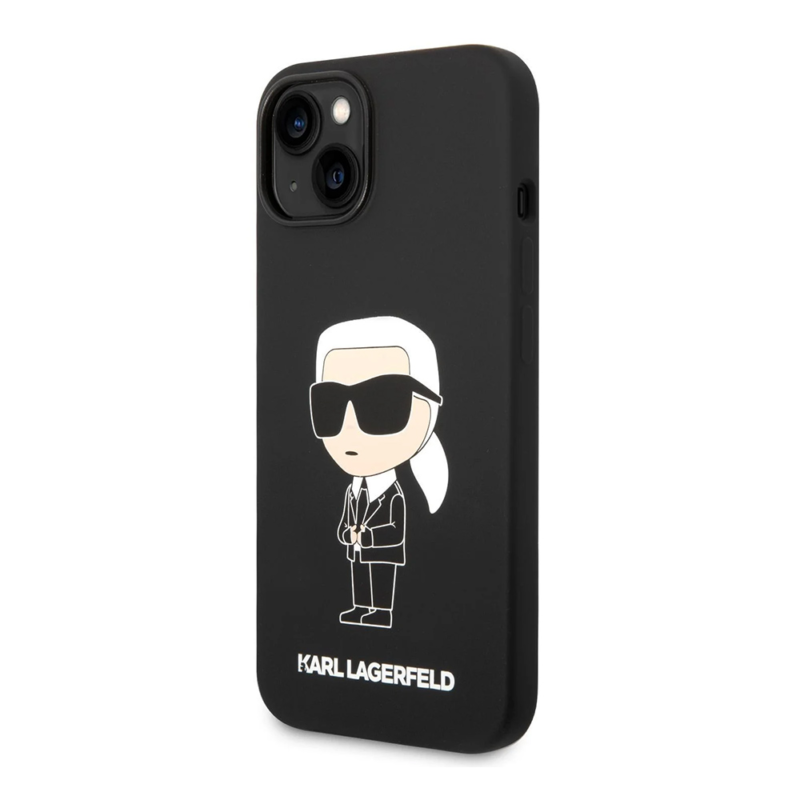 Maska Karl Lagerfeld Hc Silicone NFT Ikonik za iPhone 15 Plus 6.7 crna (KLHCP15MSNIKBCK)