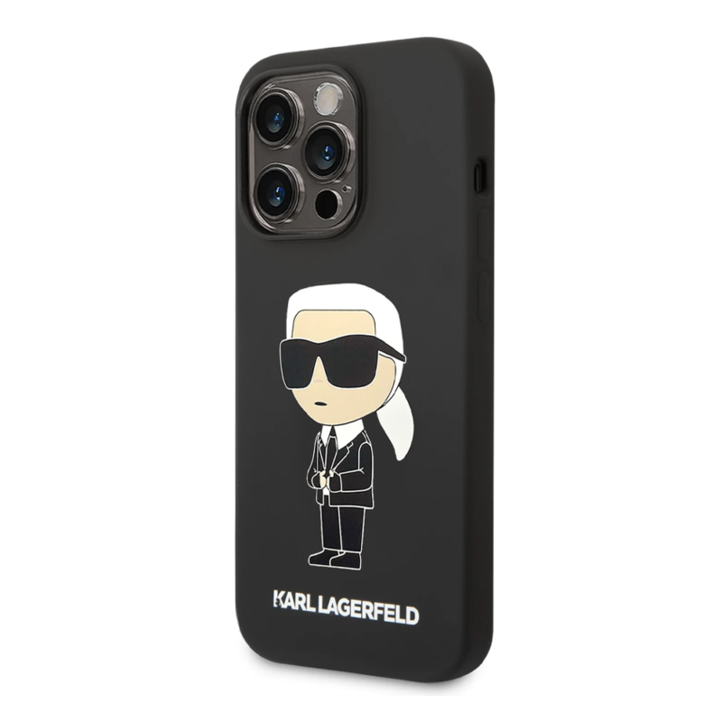 Maska Karl Lagerfeld Hc Silicone NFT Ikonik za iPhone 15 Pro Max 6.7 crna (KLHCP15XSNIKBCK)