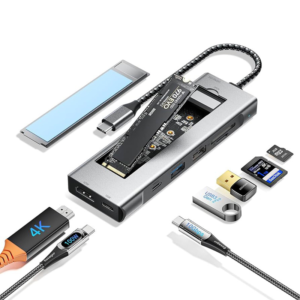 Adapter Type C na HDMI, Type C, PD, USB 3.0, USB 2.0, SD card, TF i M.2 NVMe 8 u 1 20cm kabl