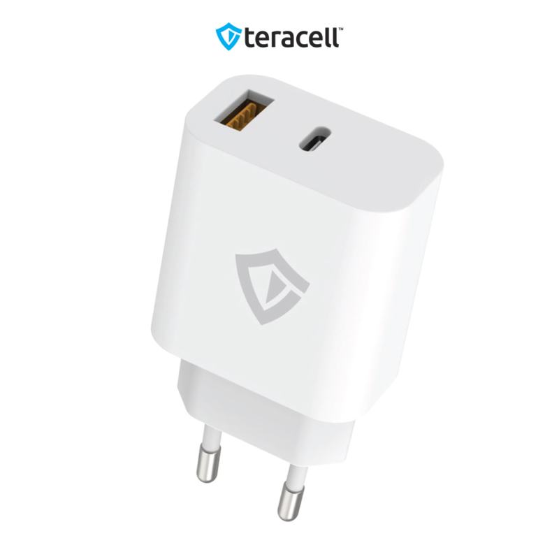Kucni punjac Teracell Evolution TC-15GP, QC 3.0, PD 3.0, 20W sa PD iPhone lightning kablom beli