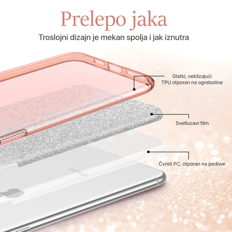 Maska Crystal Dust za iPhone 14 6.1 srebrna